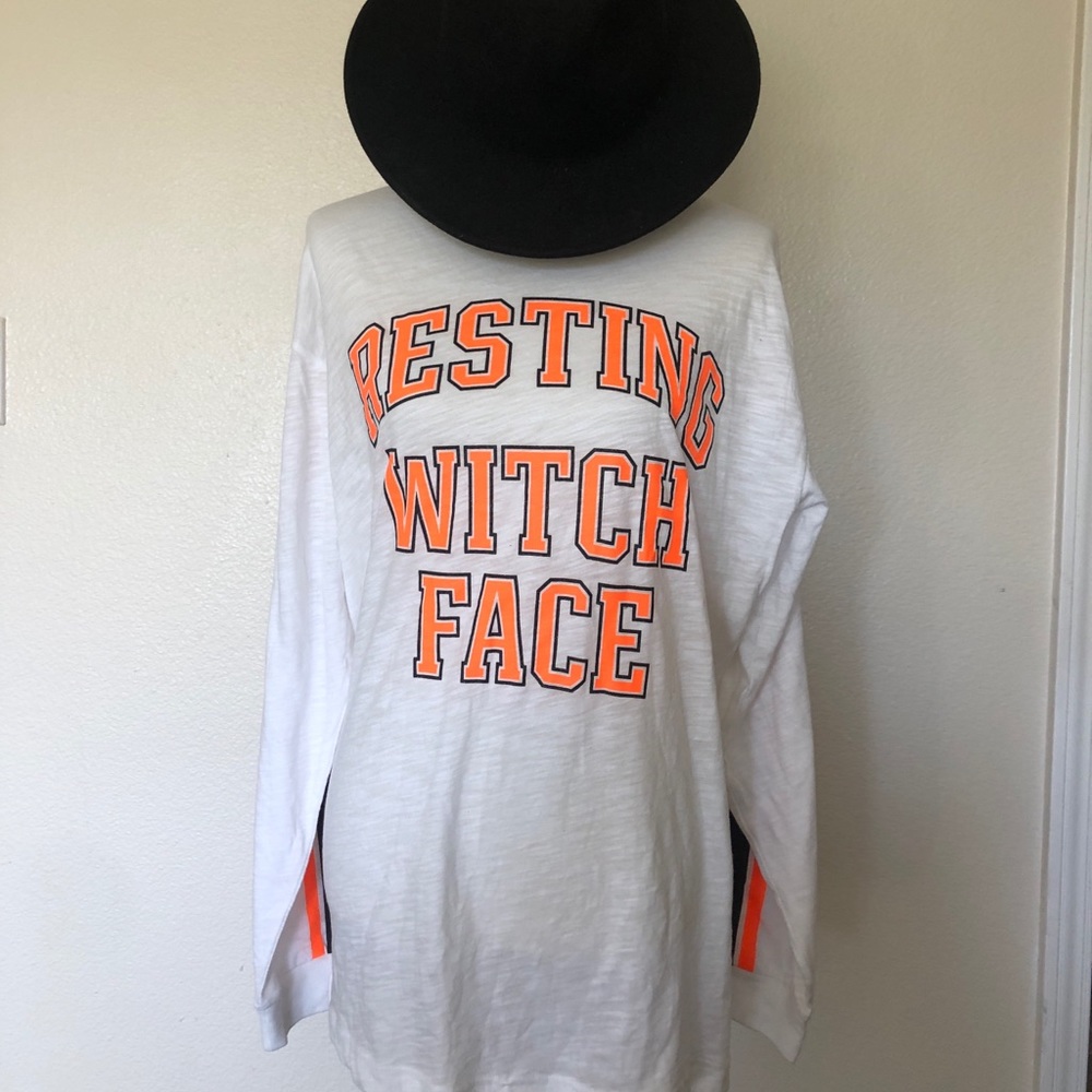 Victoria’s Secret pink resting witch face